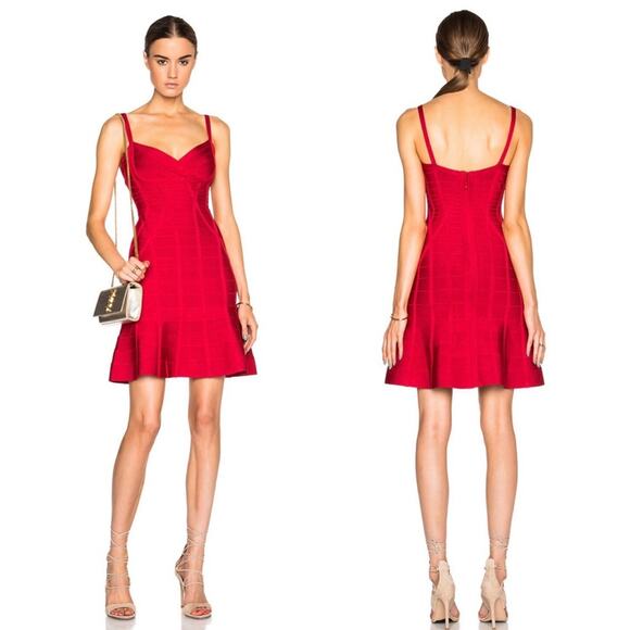 Herve Leger Y2K Jamie Lipstick Red Bandage Dress Fit and Flare Size Large $1250 - Picture 12 of 12